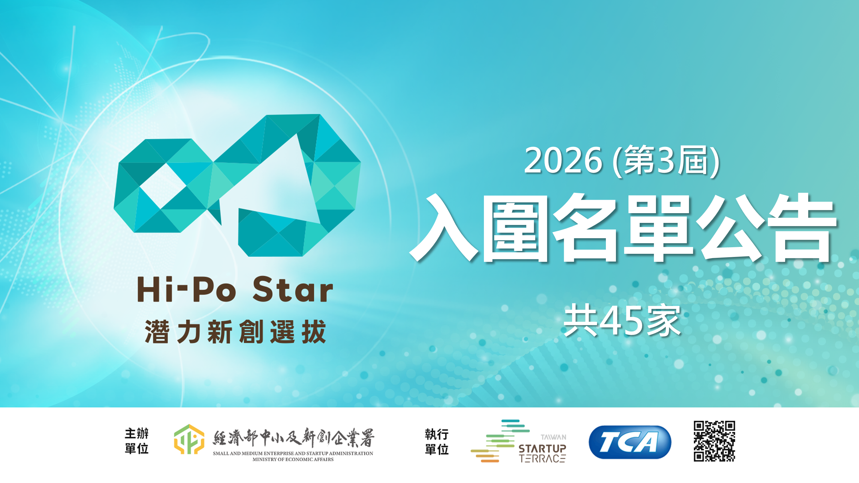 2026 潛力新創選拔 Hi-Po Star 入圍名單公告